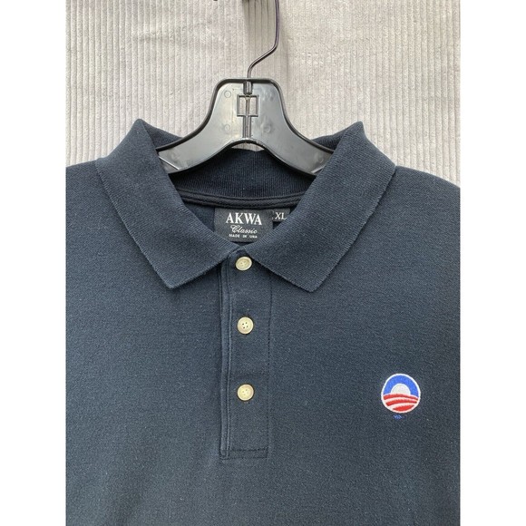 VTG Akwa Classic Polo Shirt 1/4 Button Navy Men's Size XL Workwear Company Logo - Picture 2 of 10